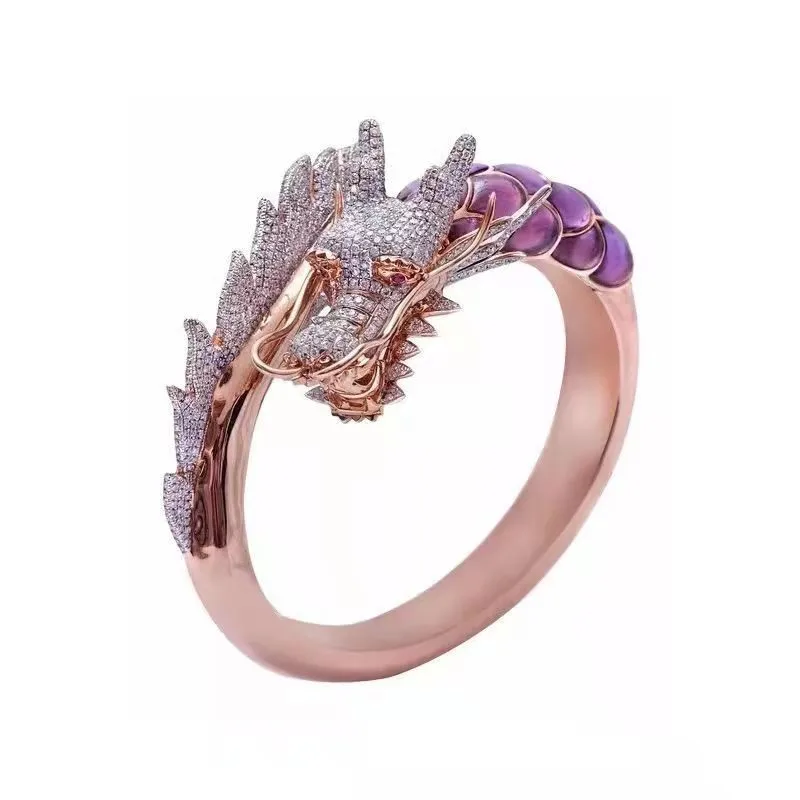 New Dragon head ring rose gold dragon ring for women girls men