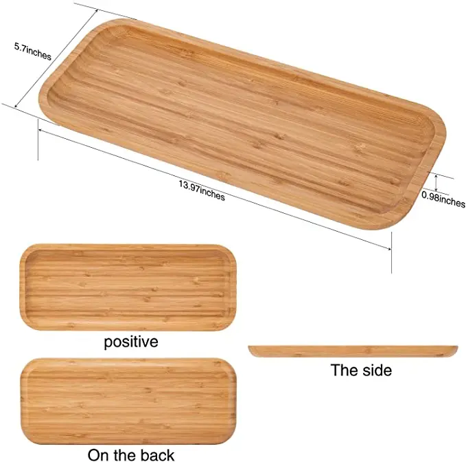 Bamboo Tray Food Plate Wood Cheese Board Steak Coffee Tea Nuts
