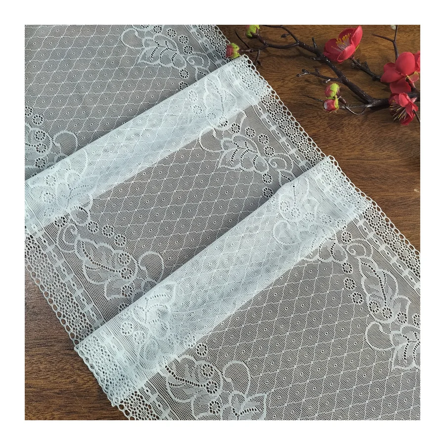 E4087 22.5cm Stretch Elastic Lace Trim tulle lace fabric for nigerian wedding party dress velcro patches embroidered fabric