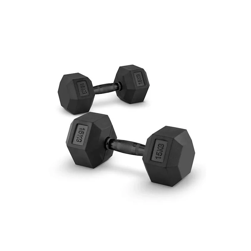 Wholesale All Black Hex Rubber Dumbbell Made In China