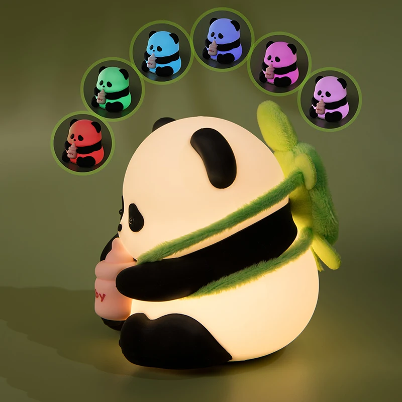 New design wholesale hot sale led rgb light silicon multicolor silicone night light lamp panda