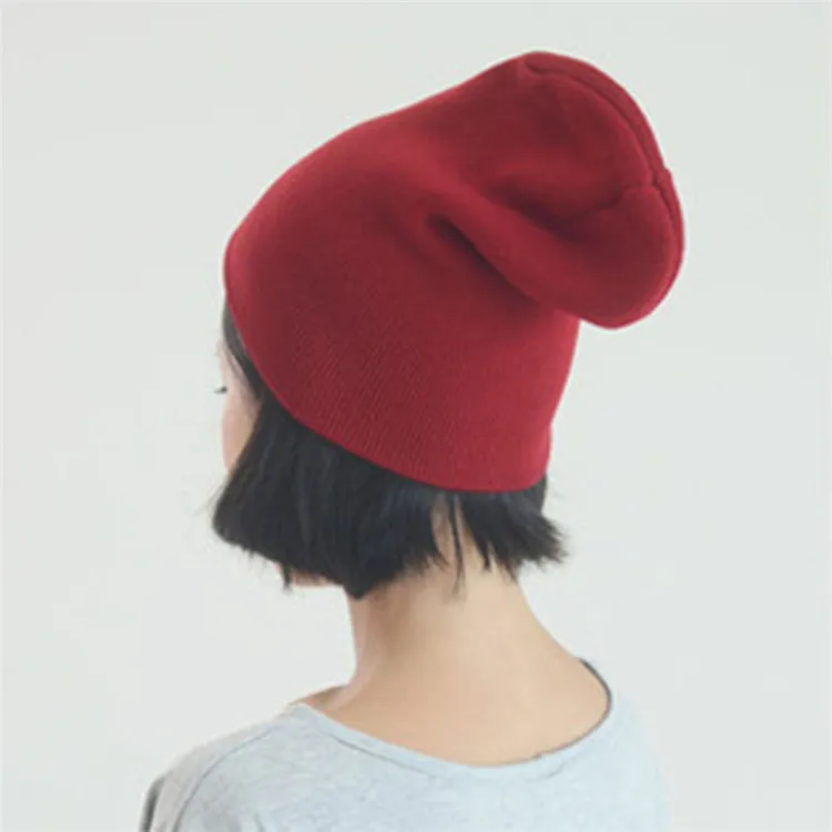 Wholesale cheap winter hat custom blank plain knitted beanies