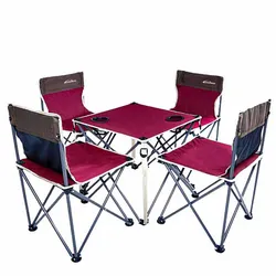 5 Pieces Set Outdoor Camping Chair and Table Set Picnic Durable Camping Folding Table and Chairs Set Logo Custom
