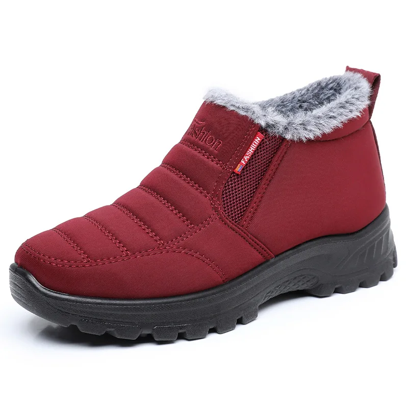 Cushioning PU sole womens waterproof snow boots for winter warm walking shoes for woman