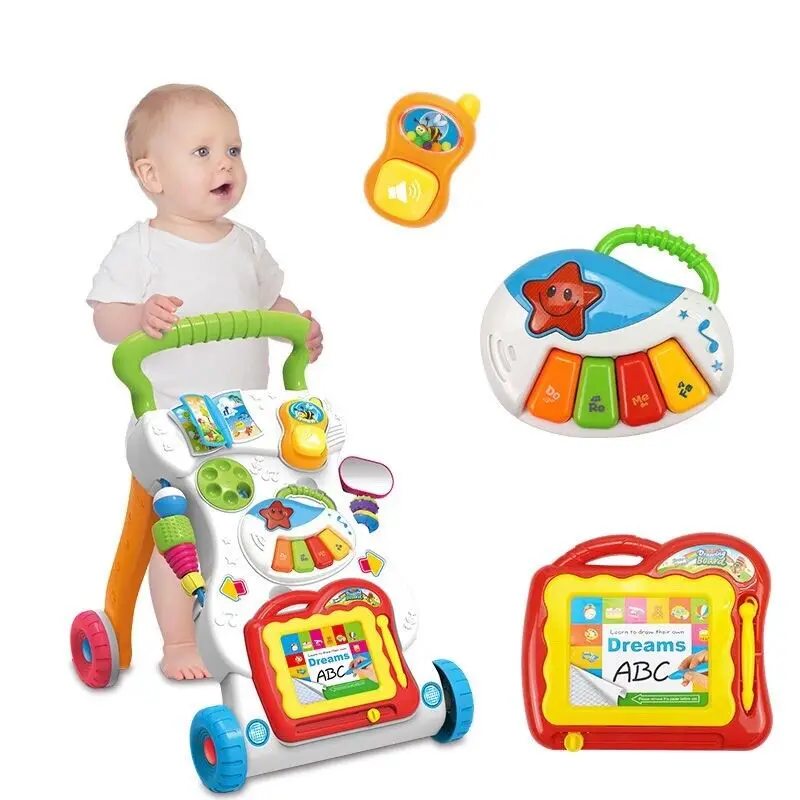 Baby Sit-to-Stand Learning Walker musical standing toys baby first step Activity Fitness Trolley toys