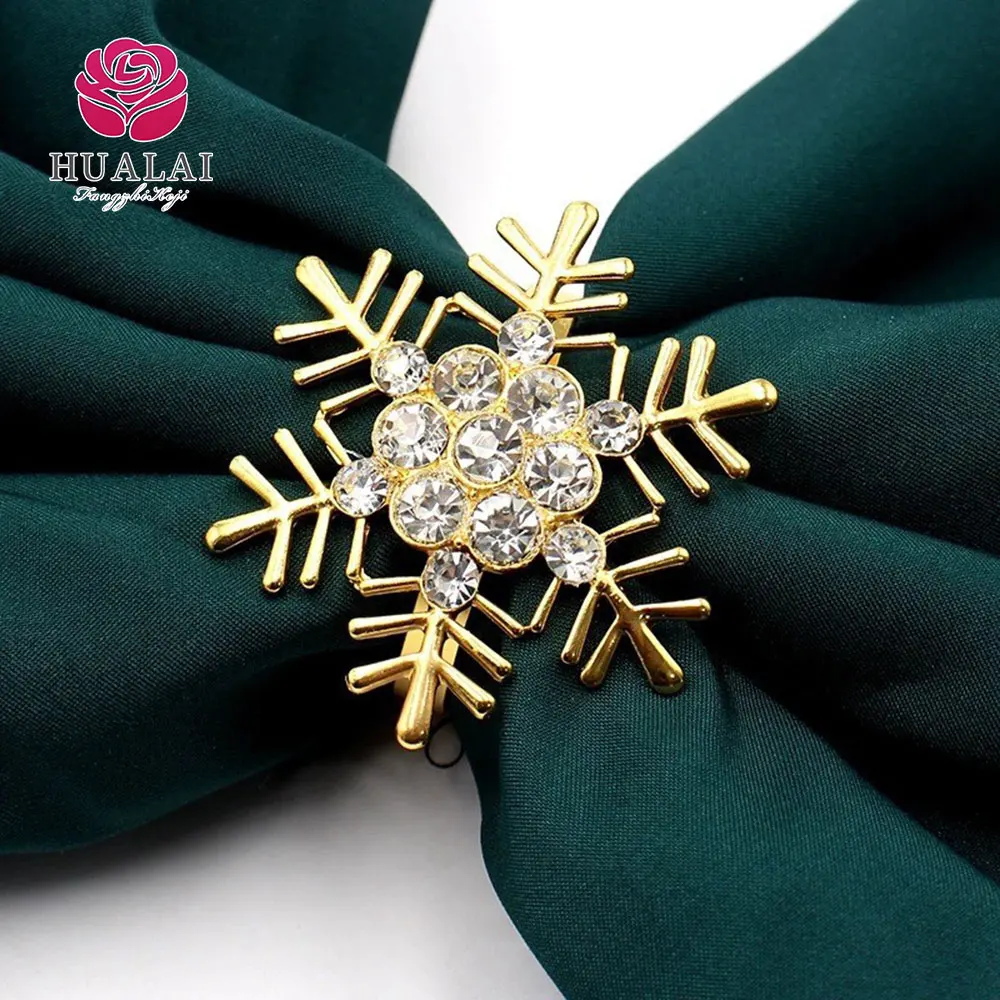 metal silver gold snowflake rhinestone christmas napkin ring for wedding