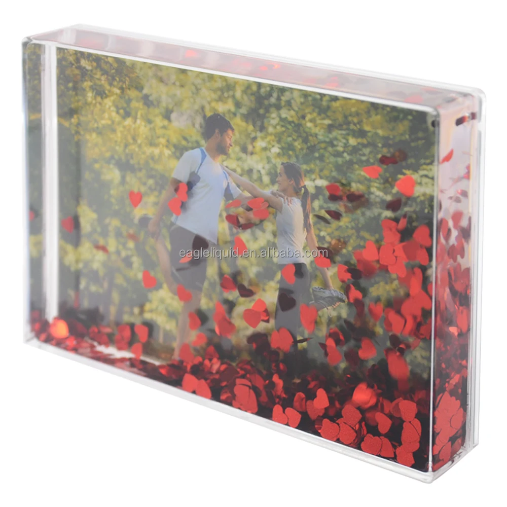 Factory hot sale Customized instax mini glitter picture frames acrylic liquid floating water glitter photo frame