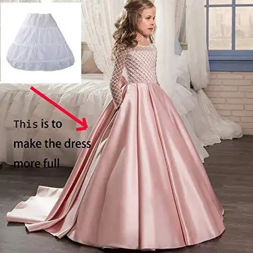 Недорогой Длинный Белый подъюбник 3 обруч 55 см сетчатый из кринолина для цветочных платьев и свадебных