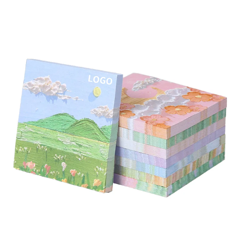 Custom landscape oil painting can be easily torn color N times paste DIY hand ledger note pad