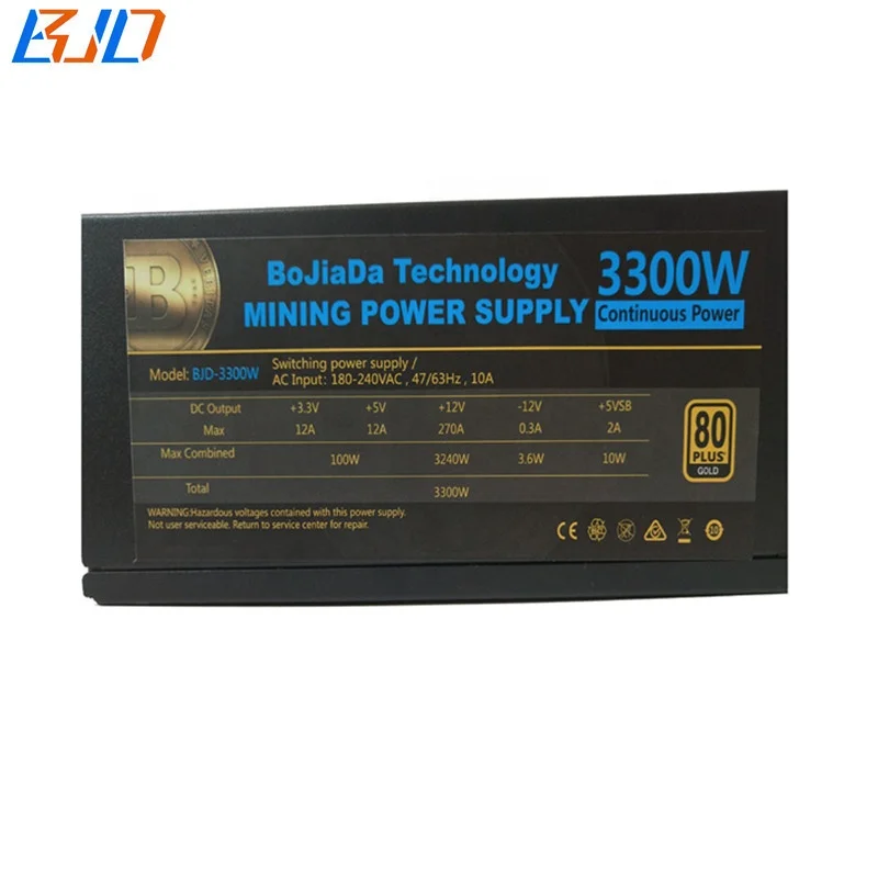  3300W блок питания ATX импульсный источник светодиодного табло 80 Gold Plus PSU 220V для 12 GPU Miner Rig в наличии на