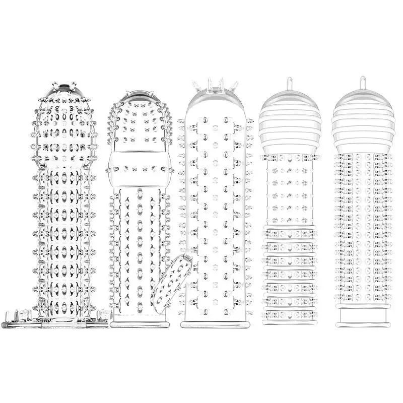 Transparent toys sex adult flexible realistic dildo condom soft penis sleeve for men