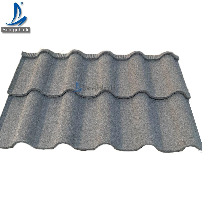 Namibia Rock Stone Chips Coated Steel Roof Tiles Tegole Anti Fading Camouflage Roofing Shingle 0.5 gauge