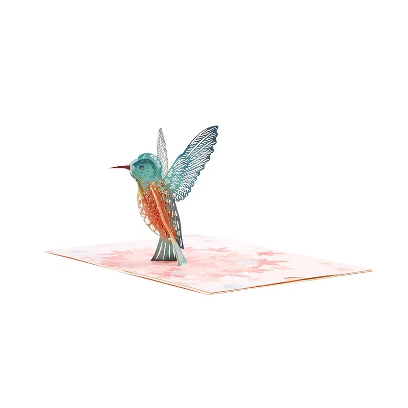 Factory sales 3D animated maple leaves birds pop up greeting cards for friends
