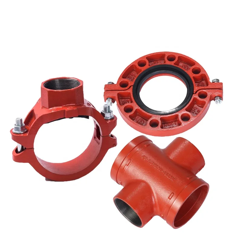 Grooved Flexible Pipe Fitting And Coupling With Bolt  Grooved Mechanical  Tee Threaded