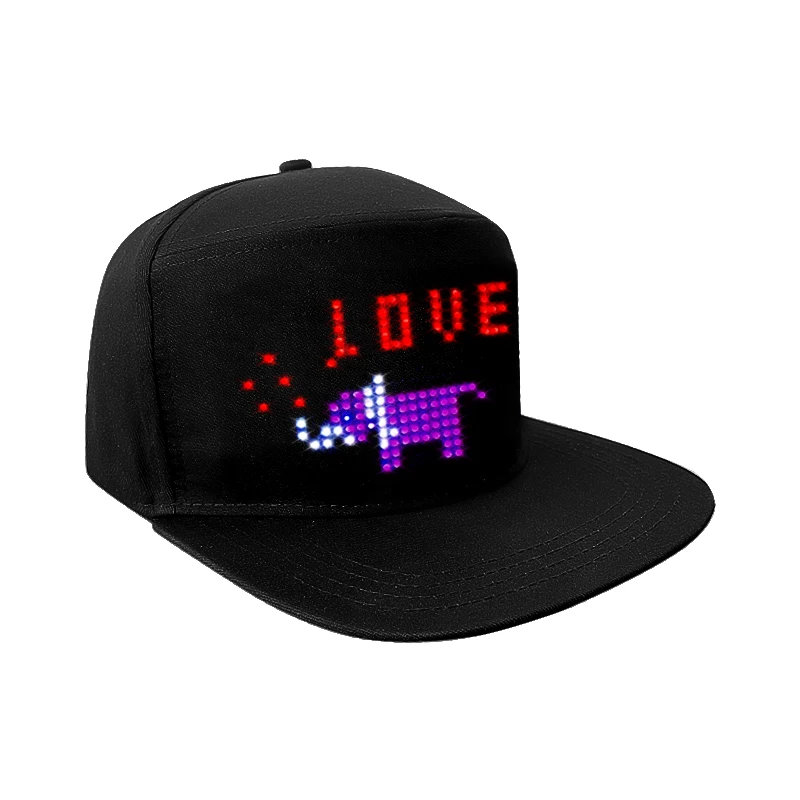 APP Programmable LED Cap Light up EL Hat USB Rechargeable Led light baseball cap with built-in led light Screen