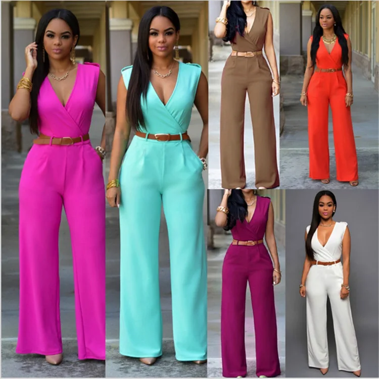 Top Quality Blouse Bodysuit OL Style Wide leg pants jumpsuits women 2019 Blouse for wholesales