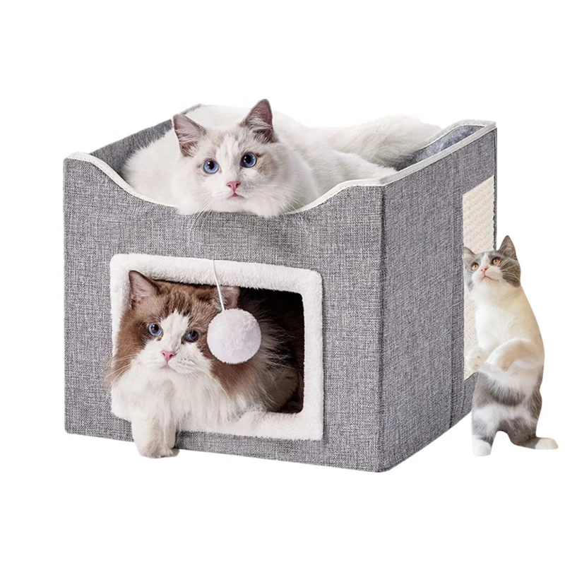 Cat Beds for Indoor Cats - Large House for Pet Cave Foldable Cat hideawy