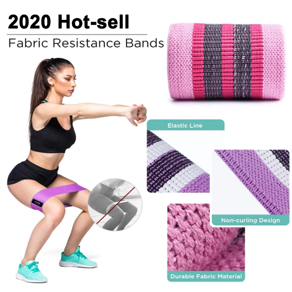 Factory Wholesale Non Slip Exercise Fabric Hip Bands, Wide Elastic Workout fitness resistance Bands.