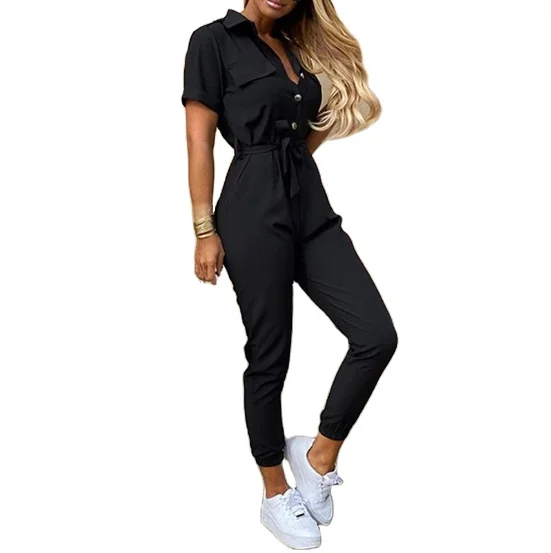 
Plus Size Solid Color Casual Jumpsuits 