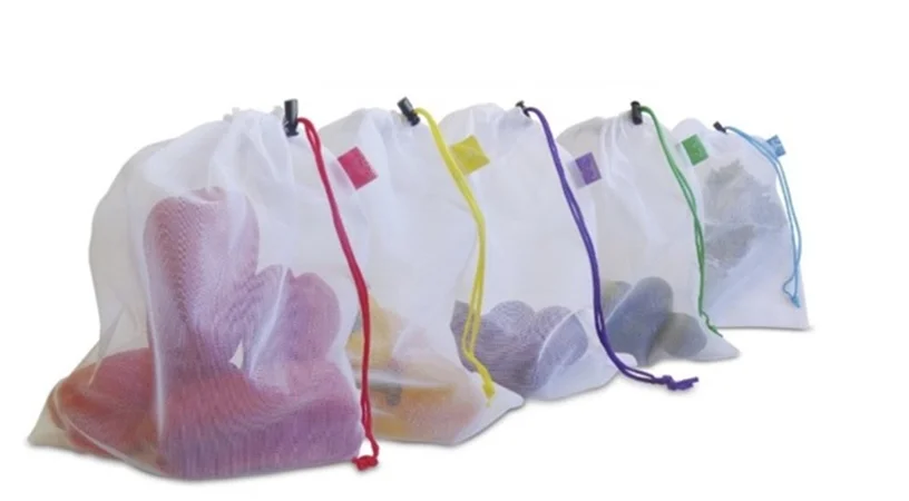 Wholesale Reusable Drawstring Vegetable Fruit Mesh Bag