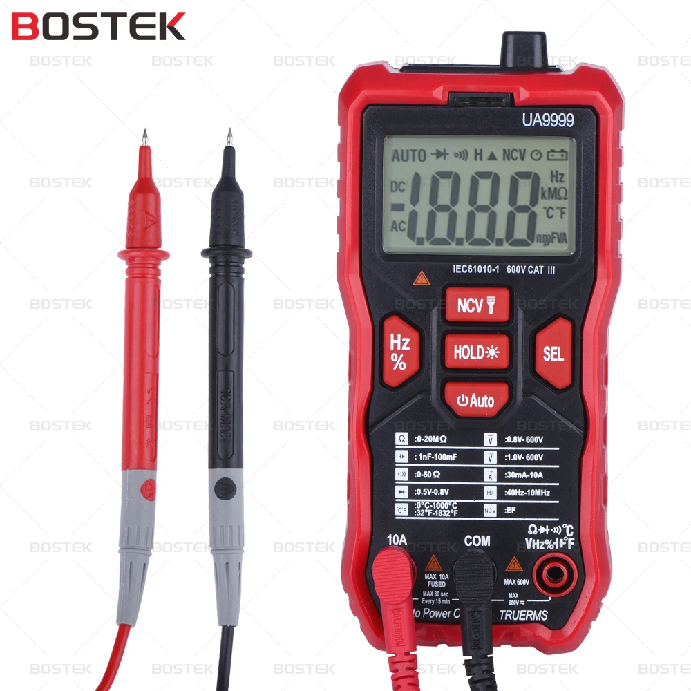 Цифровой мультиметр с автоматическим выбором диапазона BOSTEK UA9999 6000 отсчетов