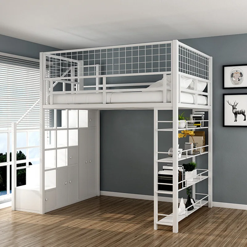 Bedroom Bed Hostel Bed Adult Loft Bed Bedroom Furniture with Stairs Metal Steel Latest Modern Customized Bedroom Sets 25-30 Days