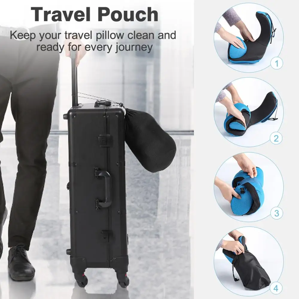 Patent 6-in-1 Memory Foam Travel Pillow with Detachable Hood Adjustable Airplane Pillow Hot sale Car Headrest Pillow Custom