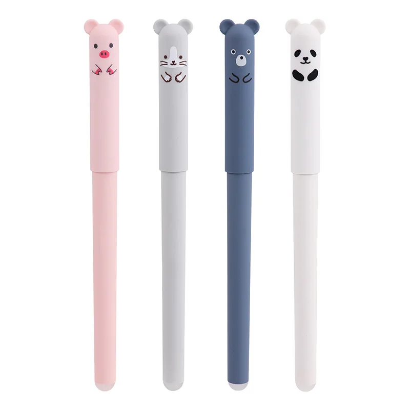 Creative Student Kids Gel Pens Cute Animal Design Erasable 0.35mm/0.5mm Customizable Black Pink Purple Yellow White Ink Gray