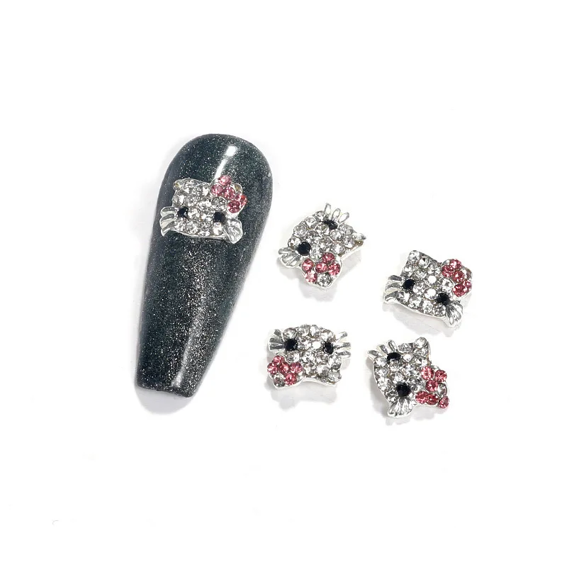 Free sample AB Diamond Nail Art Alloy Ornament Ketty Cat Love Swan Wings White Crown Nail Ornament