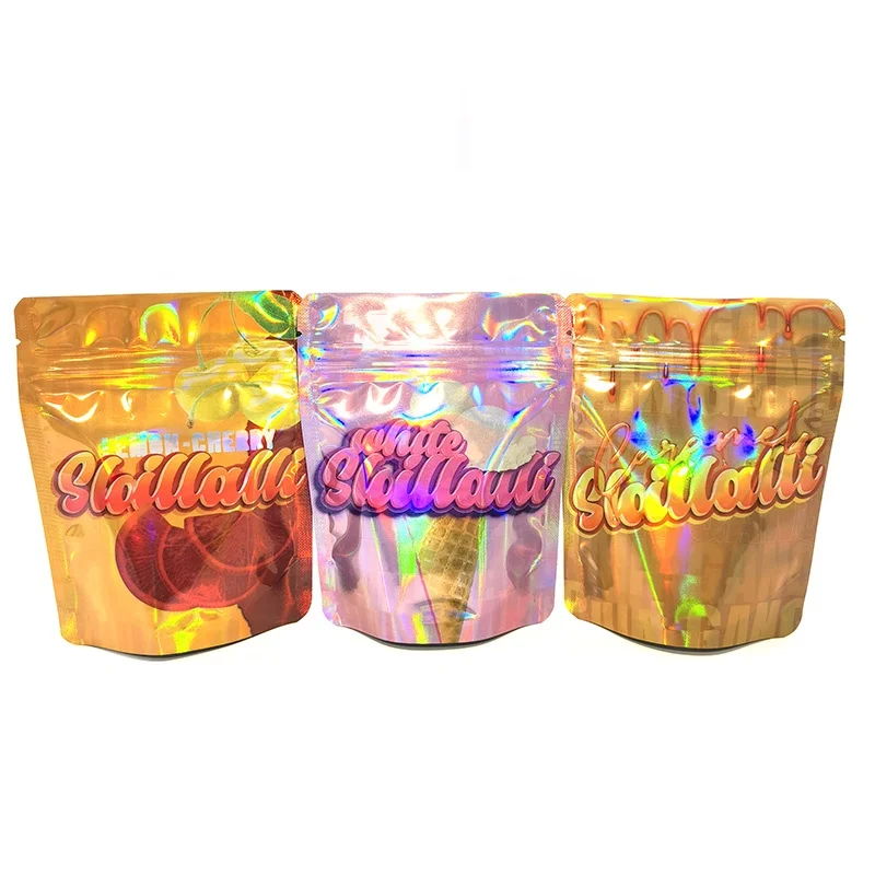 Custom printed candy bags child resistant resealable Edibles Gummy smell proof zip lock mylar bags