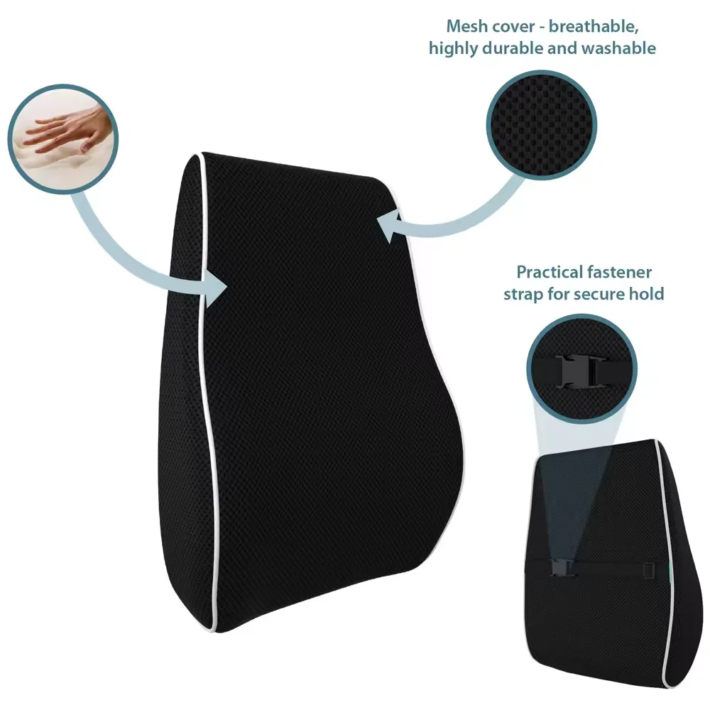 Customized Logo Popular Memory Foam Backrest Pillow Car Large Lumbar Backrest Relieves Back Pain Suitable for  Relax and Rest