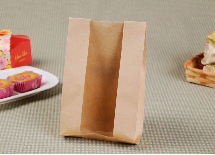 kraft bag window paper Donut Leisure Food Bread paper Food Packaging Cake Leisure Toast DIY Baking Bakery Bread Bag