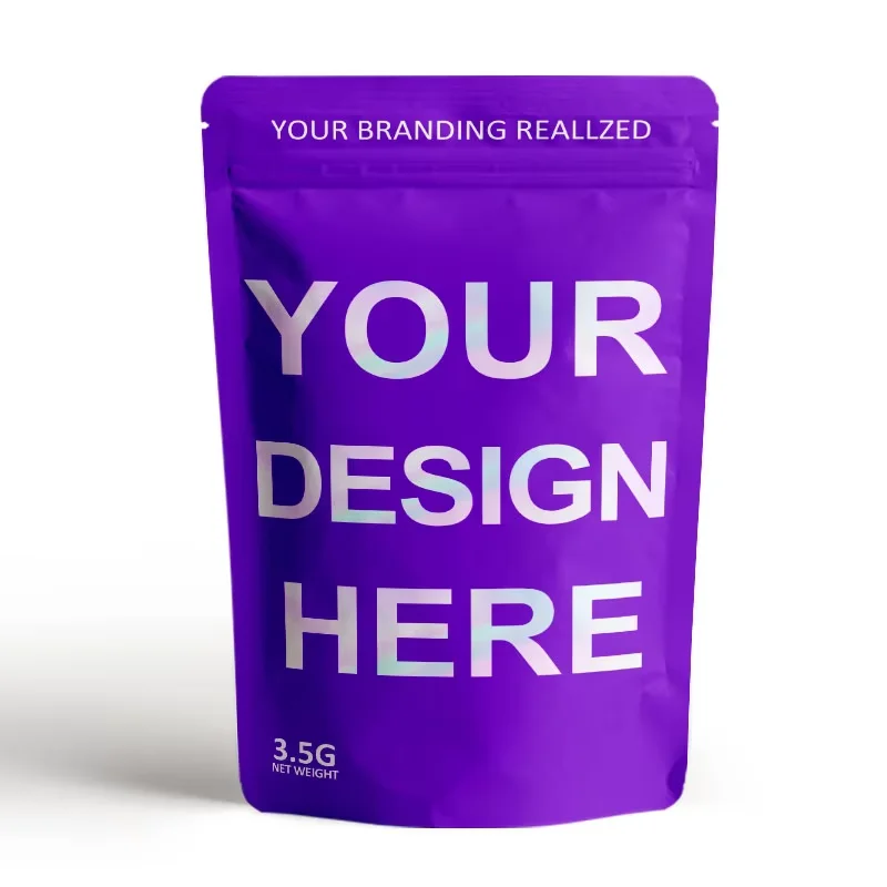 Wistac Factory Custom Printing Resealable Proof Stand up Pouch Packaging 3.5g/7g/1oz Aluminum Plastic Mylar Bag With Zipper