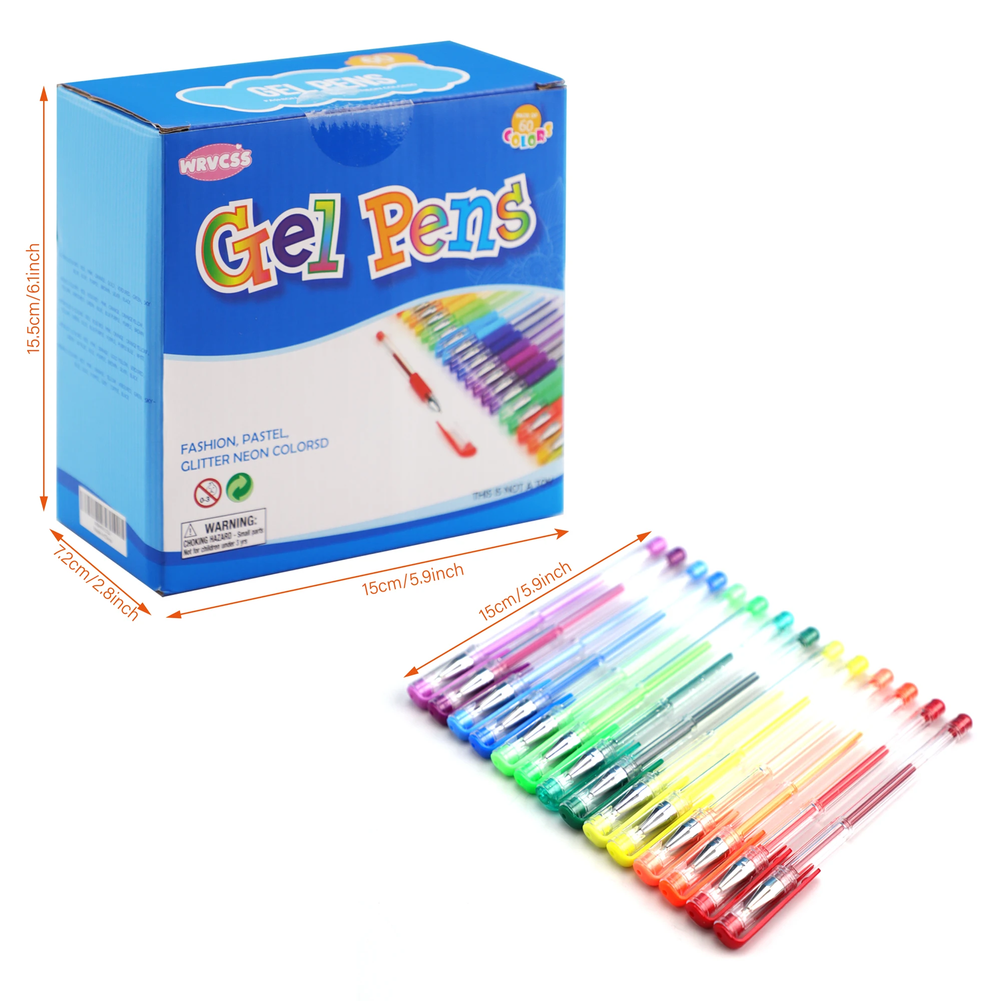 60pcs Colorful Gel Pen set with glitter and Metallic Color for Kids Adults Coloring Books Drawing