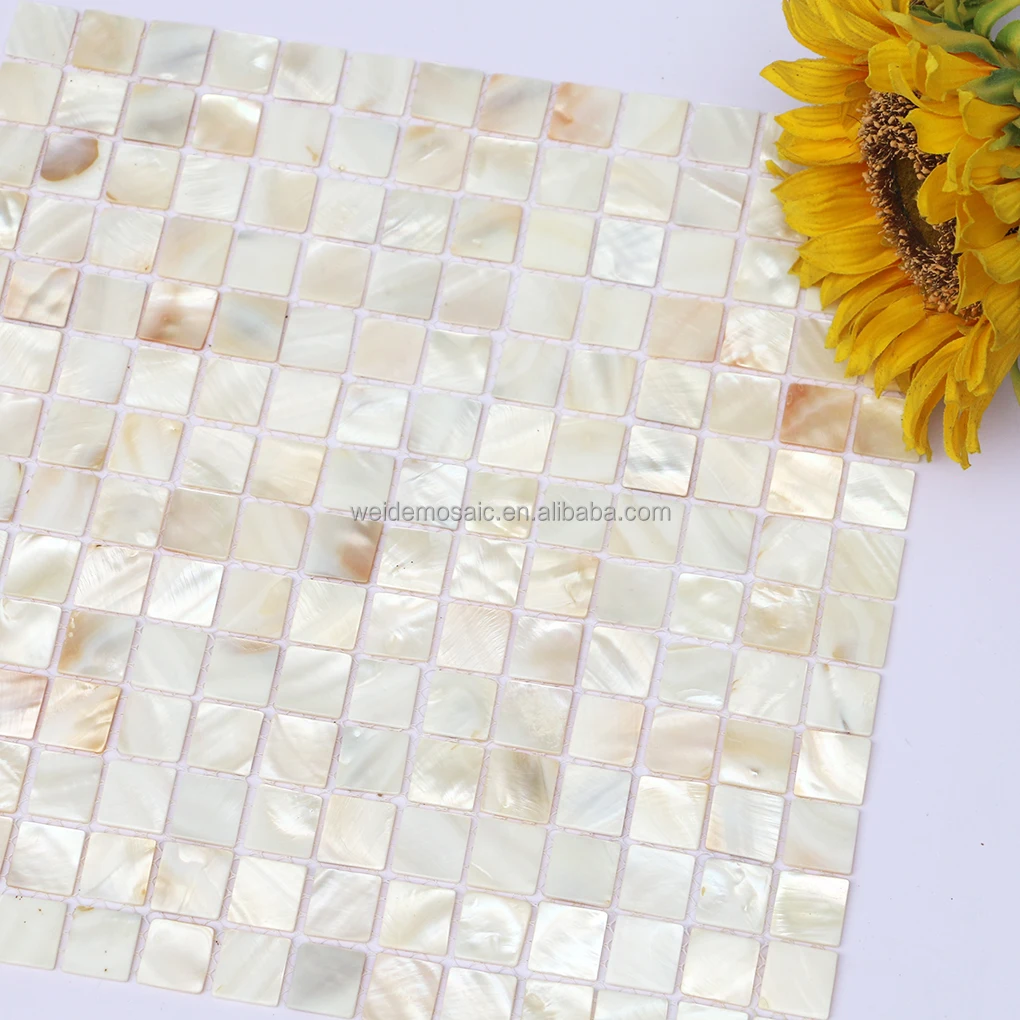 2mm Thick Square Mother of Pearl Mosaic Ttile Kitchen Backsplash Decoration Natural Pearl Mosaic Tile