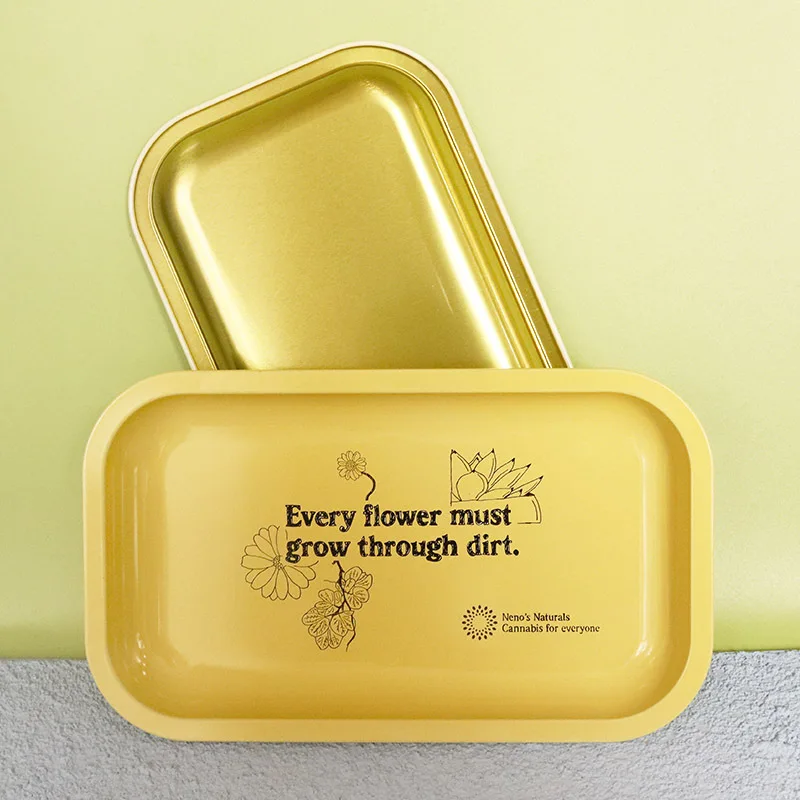 Custom logo printed tin smoke serving tray herb tobacco metal rolling trays wholesale