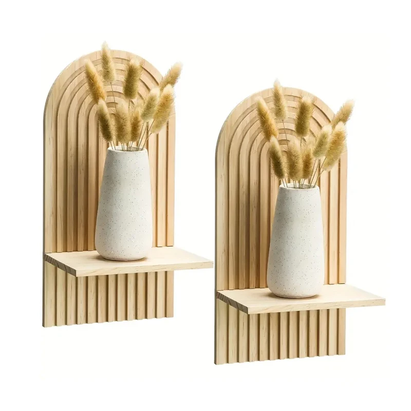 Custom Handmade Set of 2 Wall Mounted Hanging Wooden Sun Rainbow Shelves