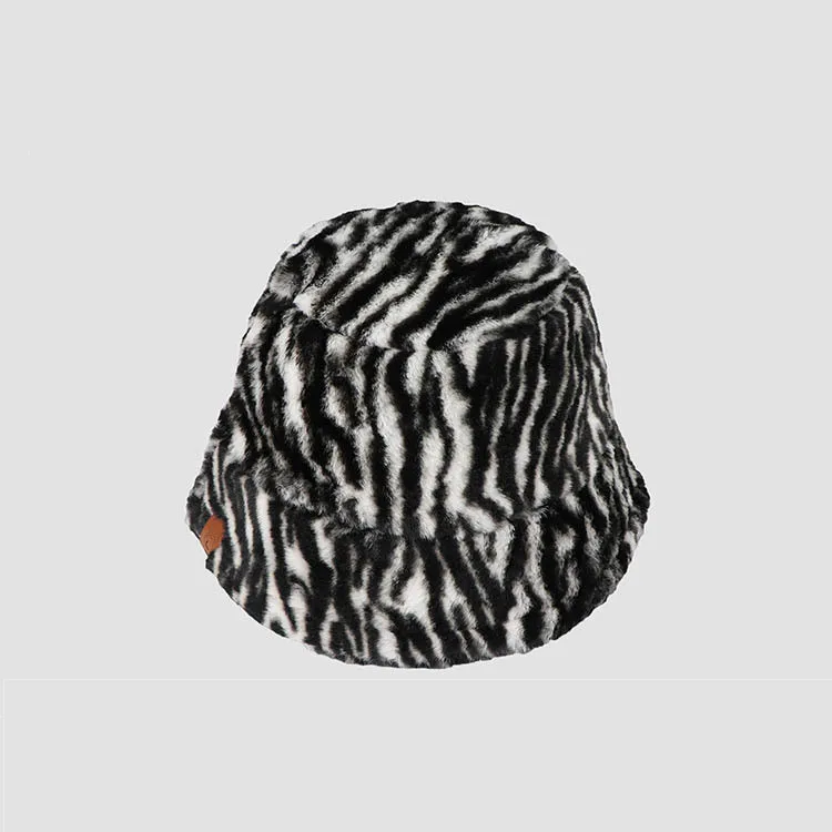 Новая Мода Зебра с леопардовым принтом зимние пушистые плюшевые меховые шляпы для женщин