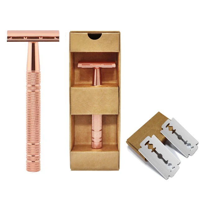 Красивая ручка из алюминиевого сплава, розовое золото, Женская Безопасная бритва для лица