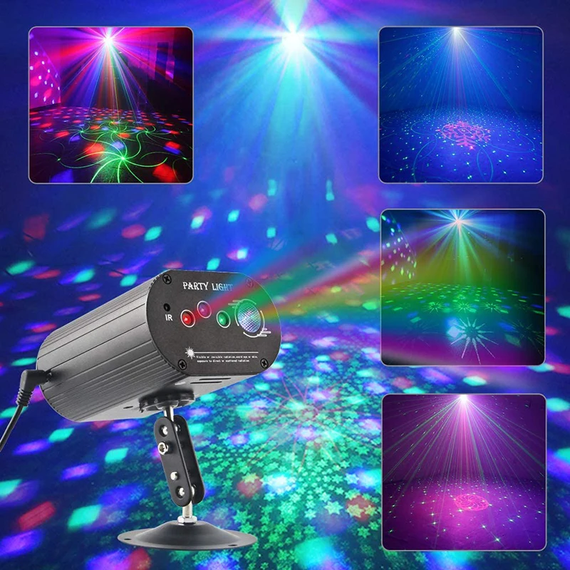 Мини-освещение для вечеринок RGB дискотека диджея Лазерное освещение звуковая активация 72 узоров светодиодный лазерный проектор вечеринки