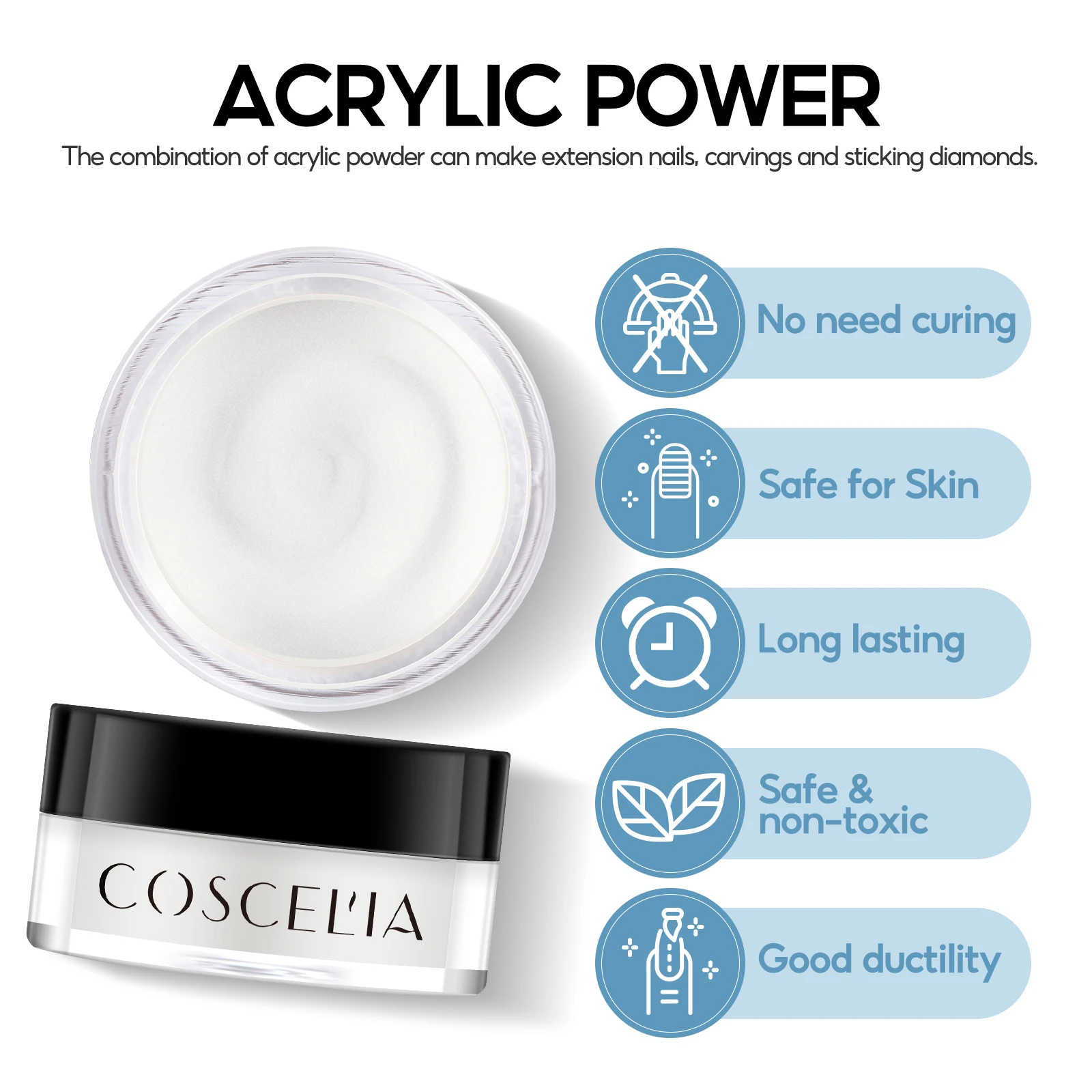 Acrylic Powder 6g Buttery Smooth Wholesale Polymer Powder Nude Pink Cover Nail Extension Fast Dry 3D Decoration Acrylic Powder