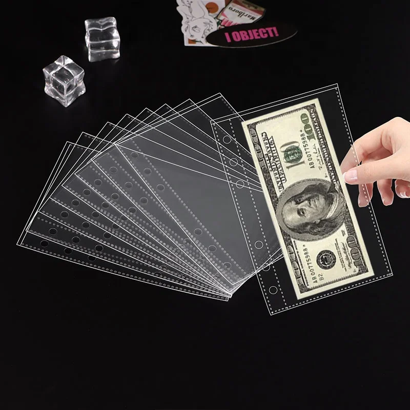 Top loading budget sheet protector sleeves with 6 holes a6 waterproof refill pockets paper protector for 6 ring binder