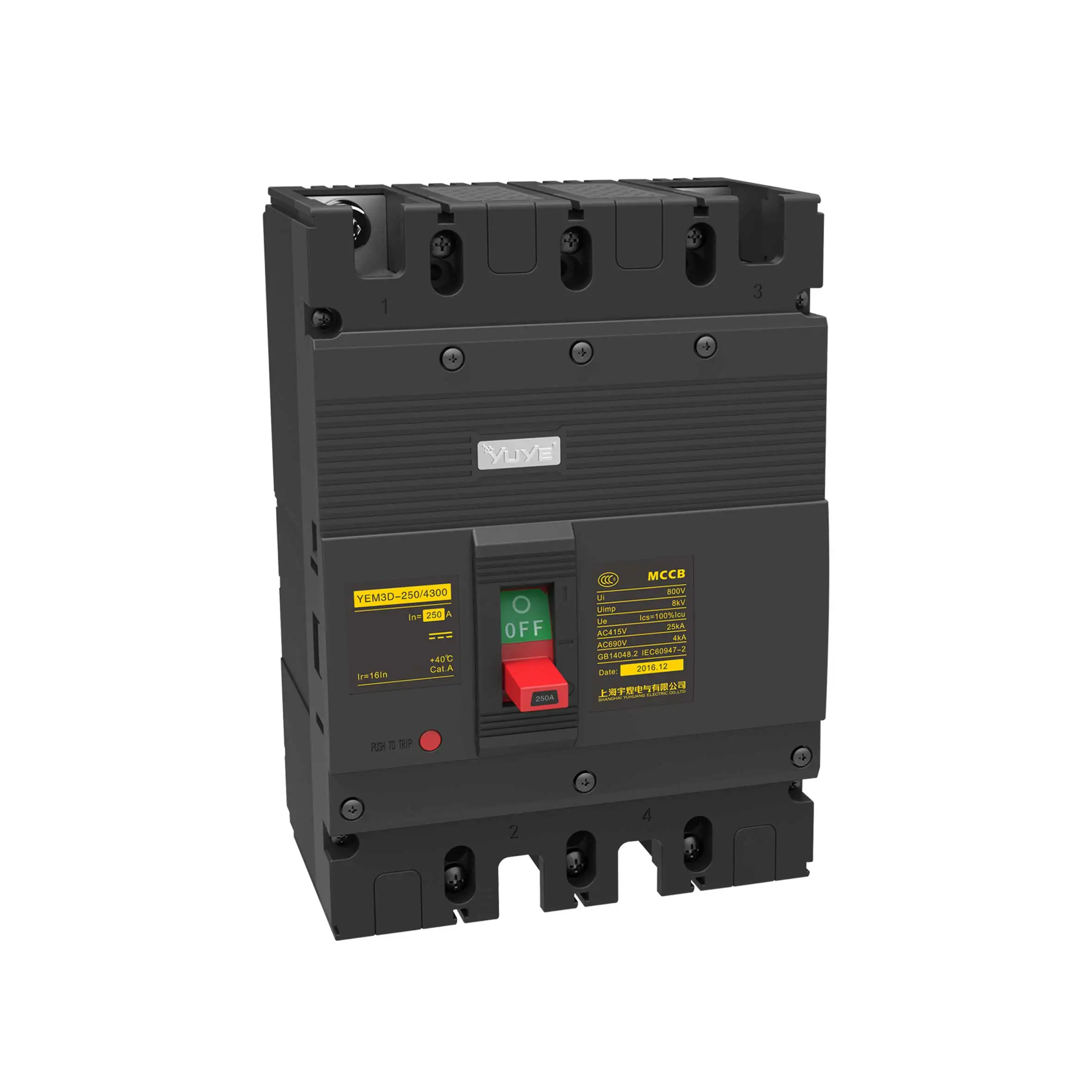 Электрический пластиковый выключатель MCCB 123 бренд YUYE 3p 4p