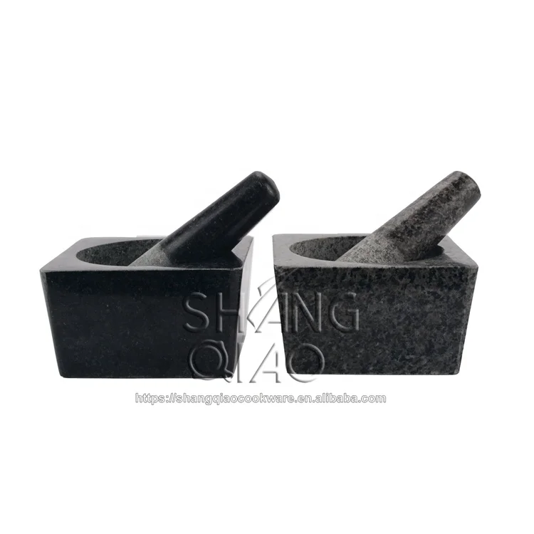 
Polished Surface Square Mortar and Pestle Set Granite 