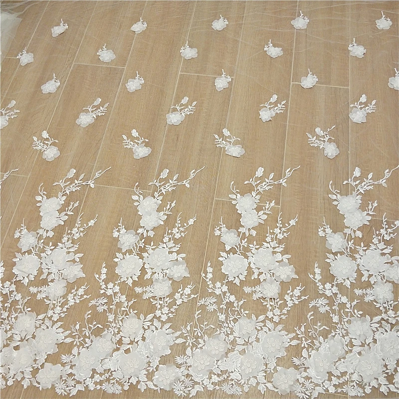 3D flower European and American new mesh embroidery handmade DIY material bridal wedding dress veil fabric