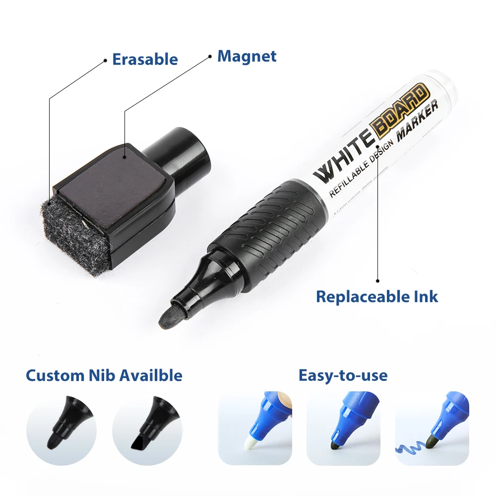 Gxin G-201F Wholesale writing smoothly Non Toxic Refillable quick drying White board marker pen with board eraser