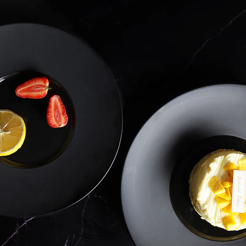 Restaurant Black Matte Plates, Hosen 28 ceramics Manufacturer, Black Dinner Plate&