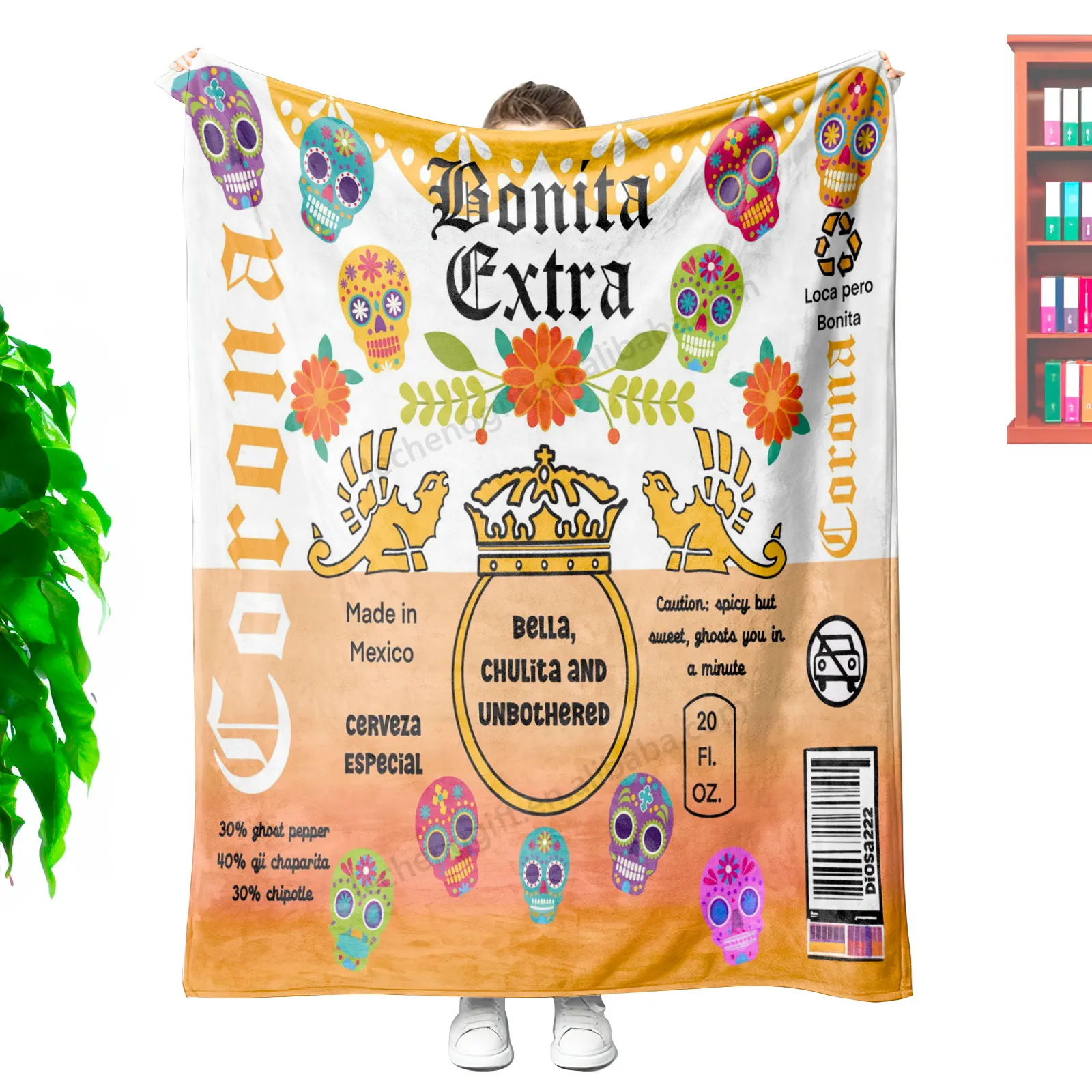 2024 Hot sell custom Printing Mexico Corona Extra Beer Chingona Toxica Sublimation fleece travel throw blanket
