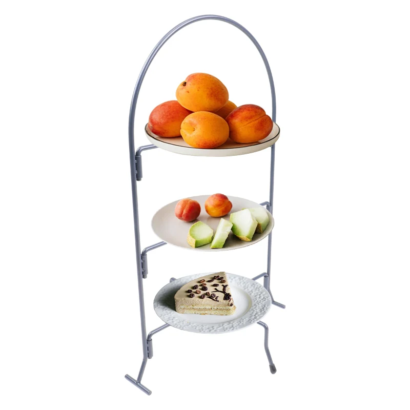 Tabletop Cake Tray Stand 3 Tier Round Tray Metal Buffet Food Display Stand