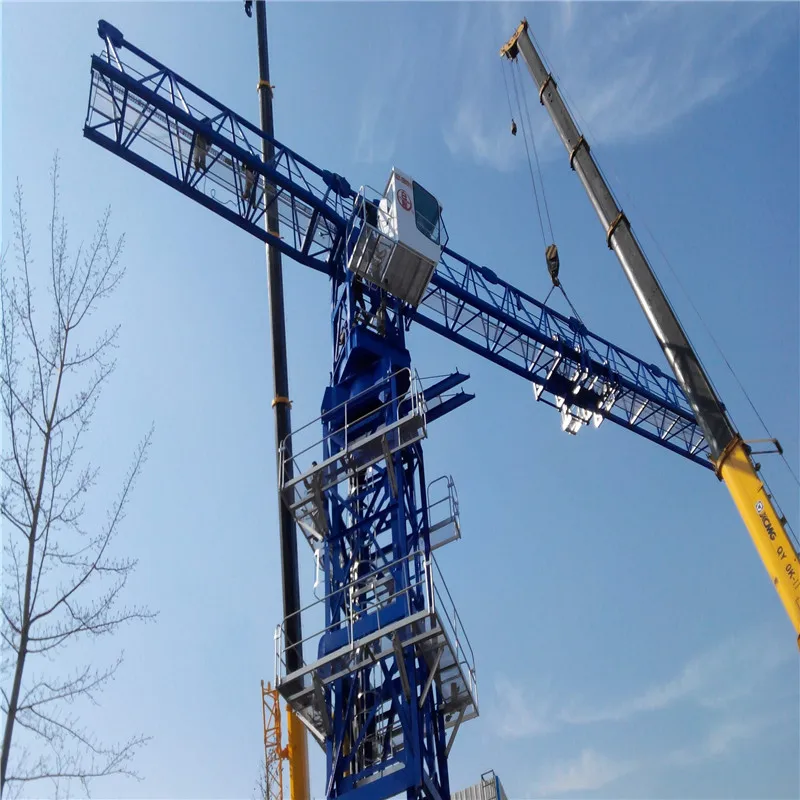 8 ton flattop tower crane 60M jib length HTP6020 yellow crane tower crane for sale